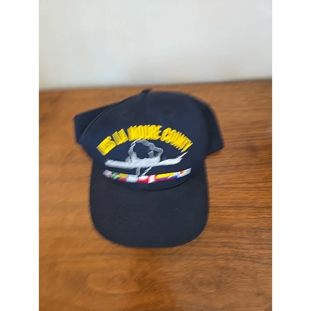 Vintage Navy Command Caps USS LA MOURE County Ship Hat Blue Snapback USA Made